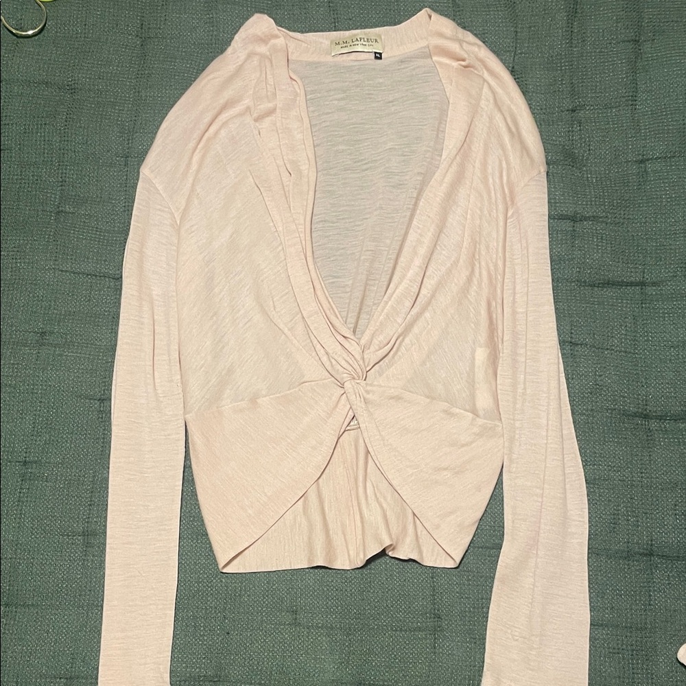 MM Lafleur Light Pink Twist-Front Long Sleeve Top